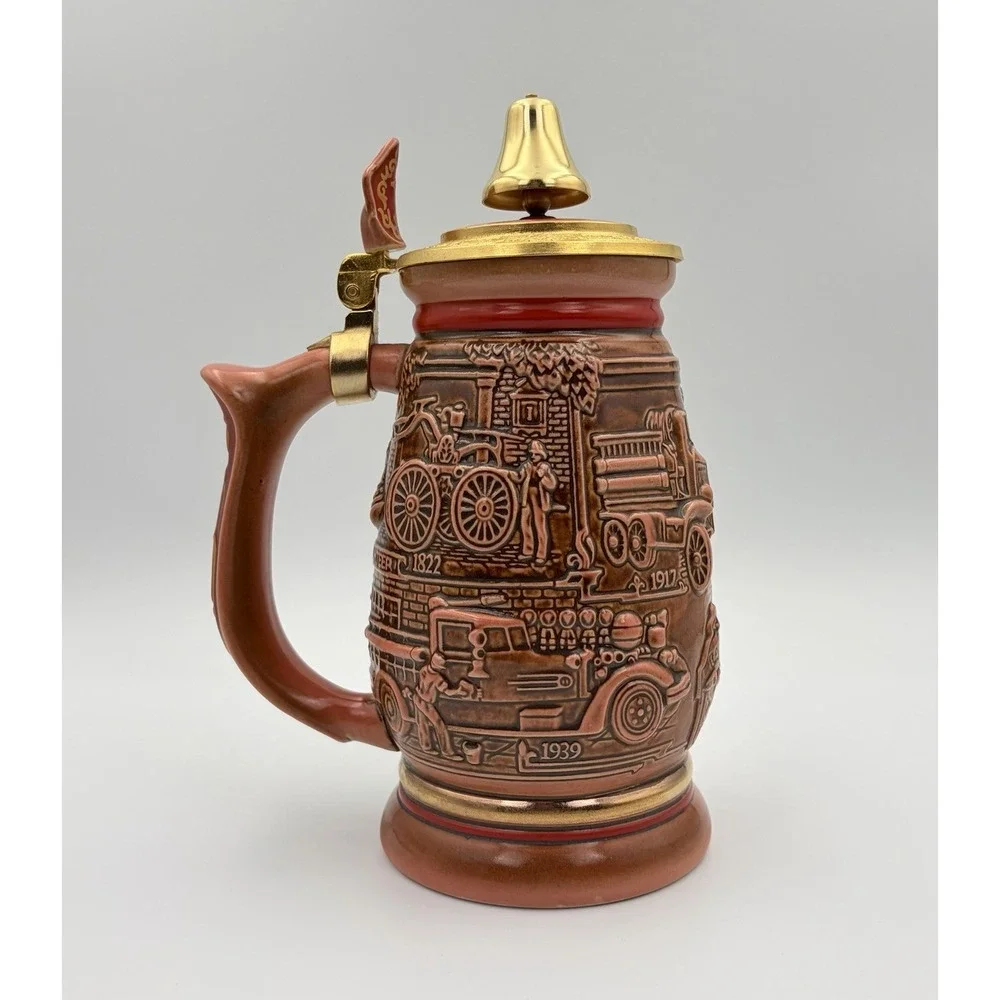 Vintage Avon 1989 Tribute to American Firefighters Collectors Fireman Stein Bell